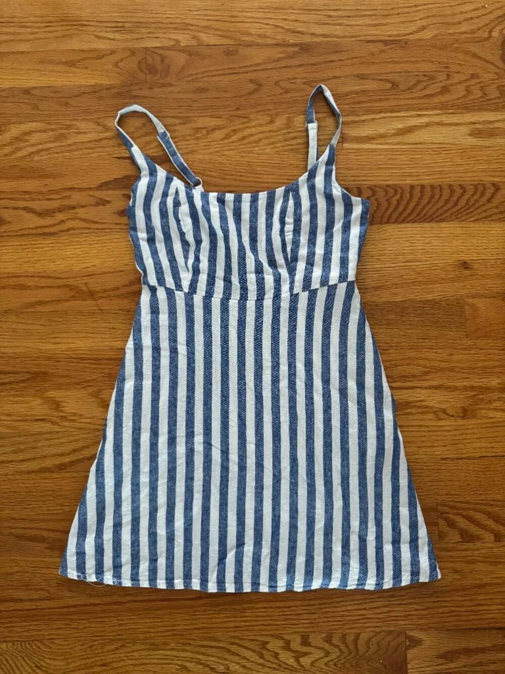 Old Navy Blue & White Stripe Smocked Mini Dress